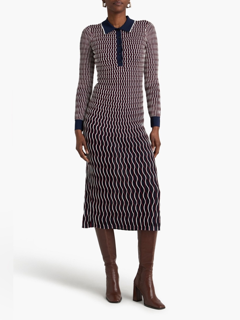 NWT NEW SIMKHAI Kassidy Polo Midi Collared Knit Dress XL